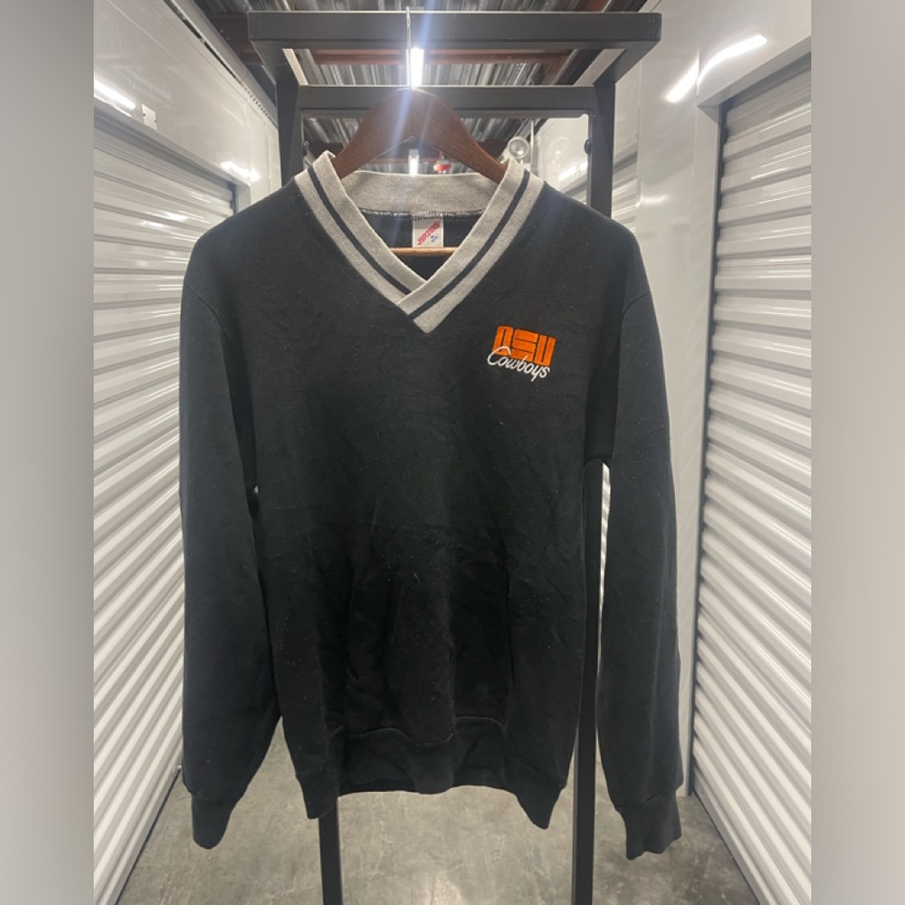 Vintage Jerzees Oklahoma State Cowboys V-neck sweater medium 19 x 25